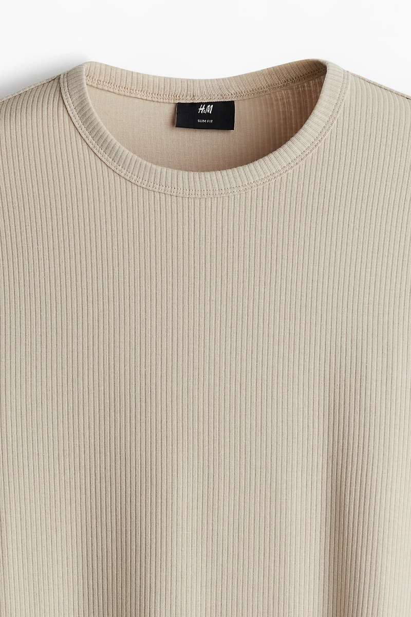 Slim-Fit Ribbed T-Shirt