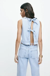 Haut en denim avec dos ouvert