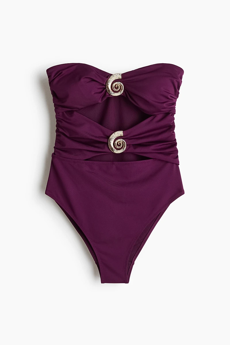 Costume de bain bandeau coussiné échancré