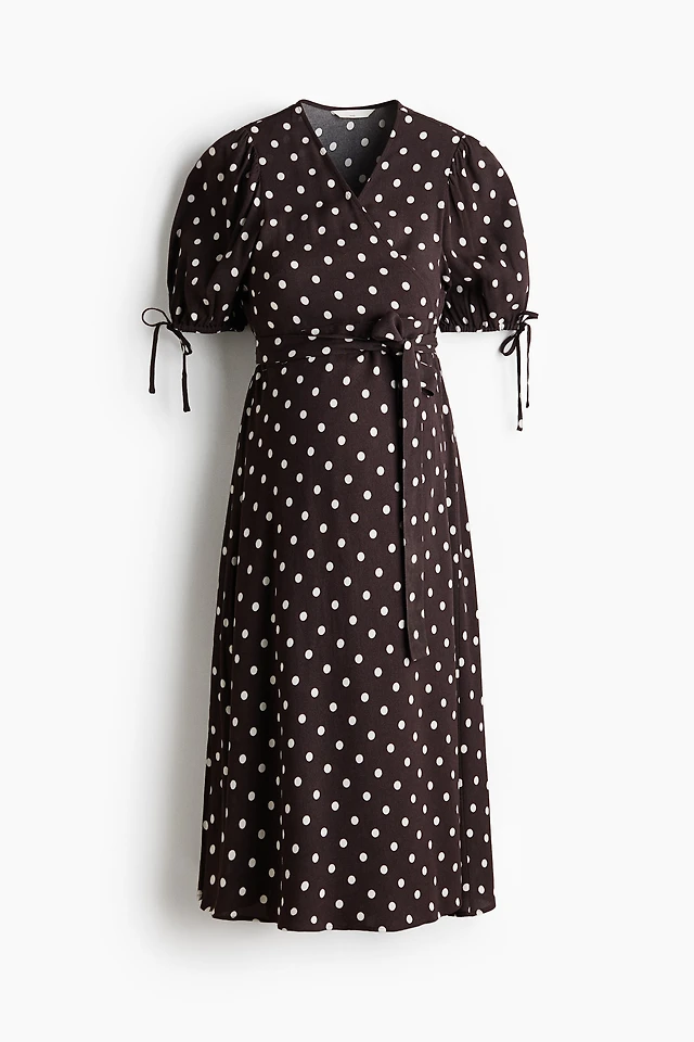 h&m wrap dress Ladies - Beige/Floral Patterned - Size: S H&M Cotton Wrap Dress |