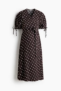 MAMA Puff-sleeved wrap dress