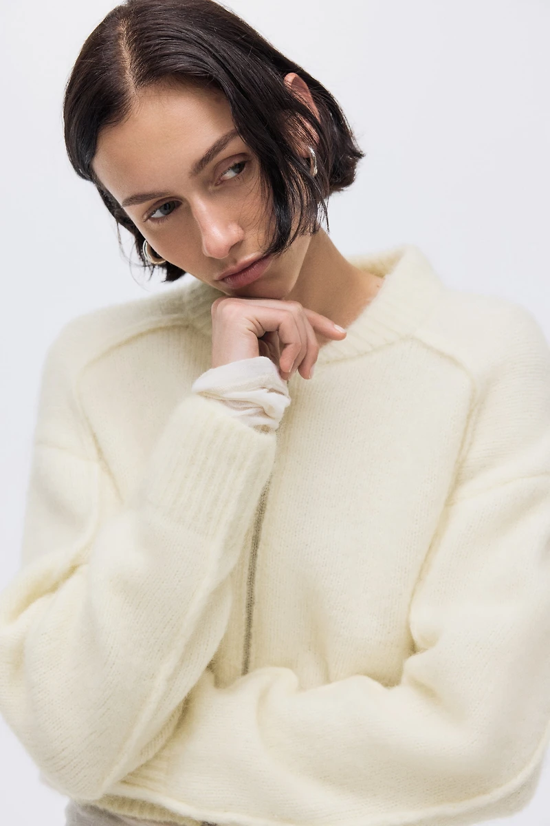 Mohair-Blend Cardigan with Zipper