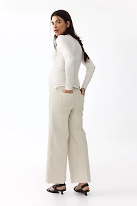 MAMA Wide-Leg High-Waist Ankle Jeans