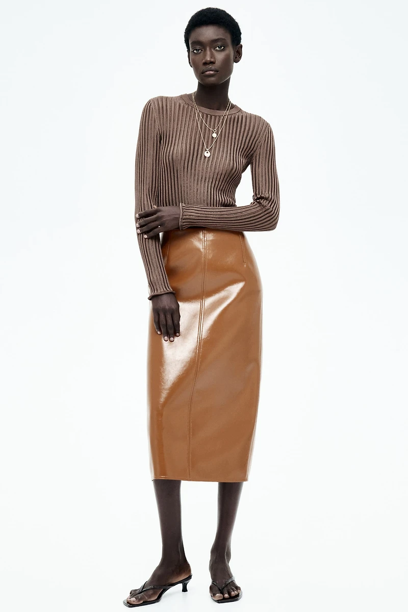 Coated Pencil Skirt