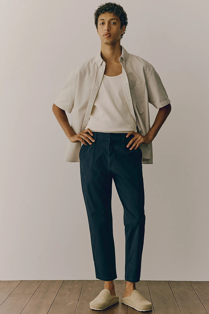 Loose Fit Short-Sleeved Oxford Shirt
