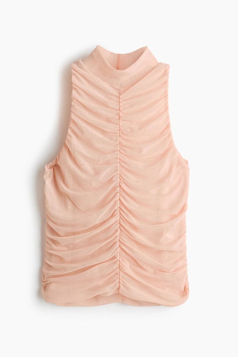 Ruched Mesh Top