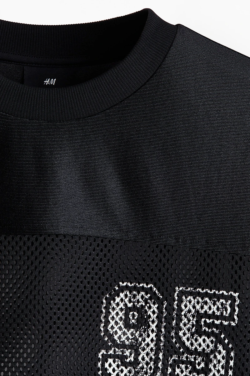 Loose-Fit Printed Mesh T-Shirt