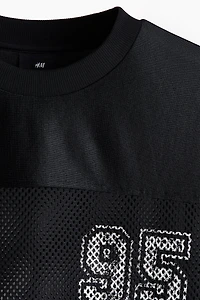 Loose-Fit Printed Mesh T-Shirt