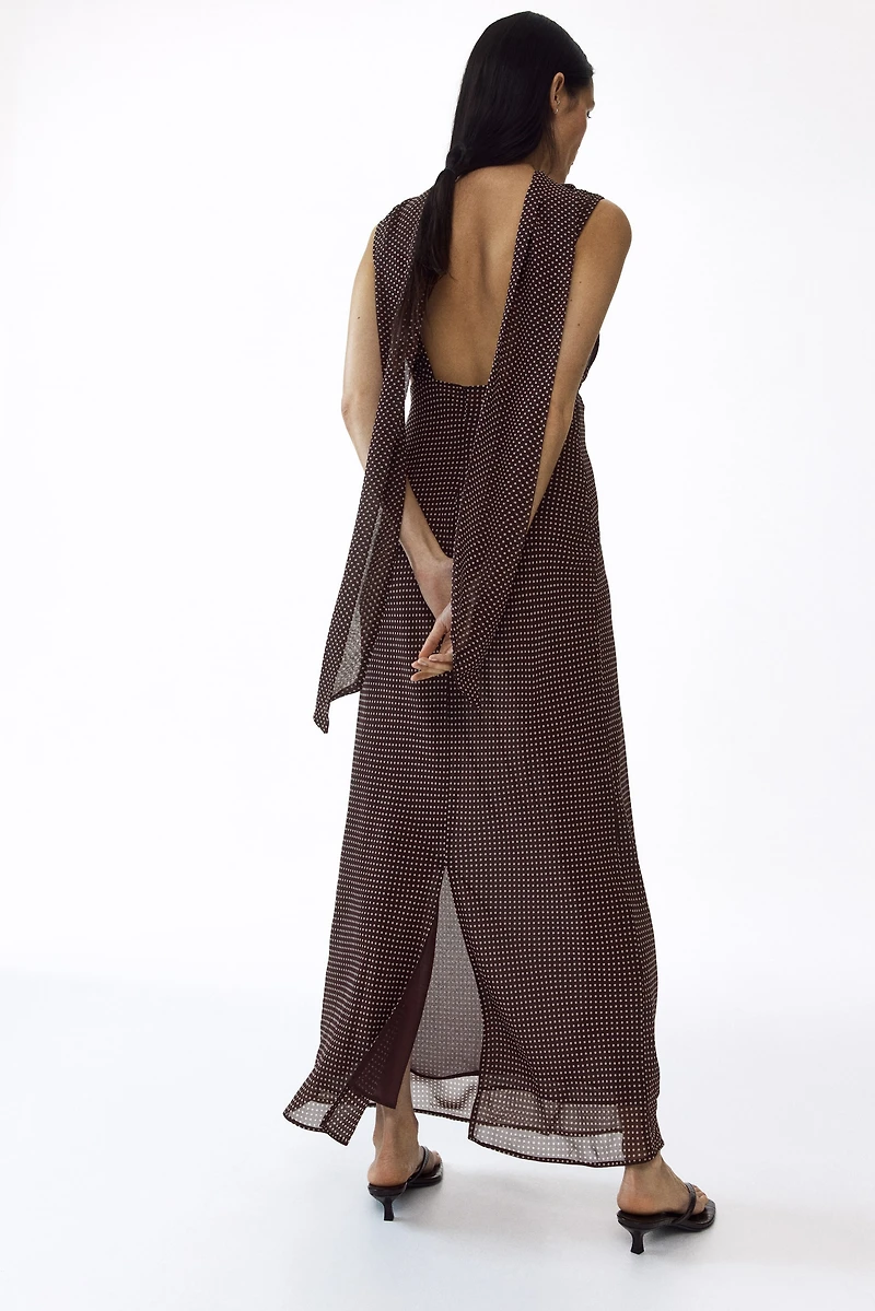 MAMA Scarf-Detail Chiffon Dress