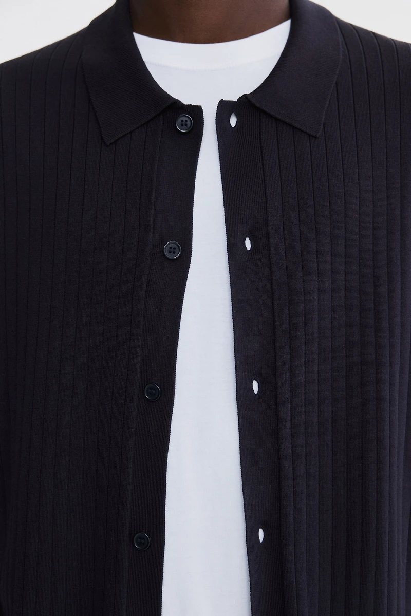 Chemise classique en tricot côtelé