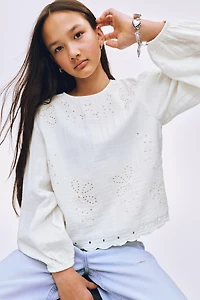 Blouse en mousseline avec broderie anglaise