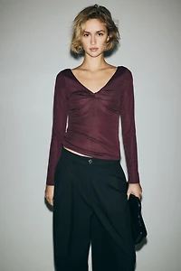 Glittery Twist-Detail Top