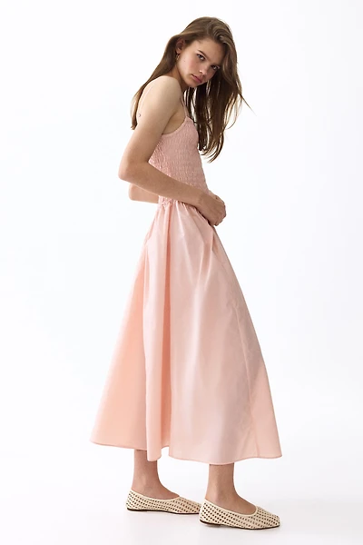 Smocked Dress with Flared Skirt