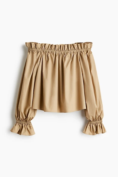Off-the-Shoulder Poplin Blouse
