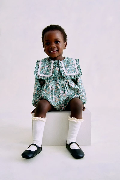 Floral-Print Poplin Romper Suit