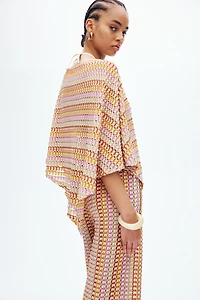 Crochet-Look Cape Top