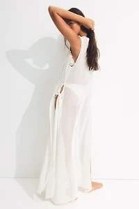 Robe de plage filet en coton