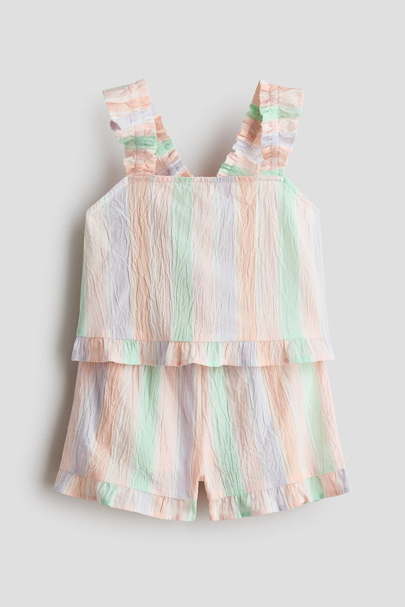2-Piece Ruffle-Trimmed Cotton Set