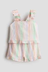 2-Piece Ruffle-Trimmed Cotton Set