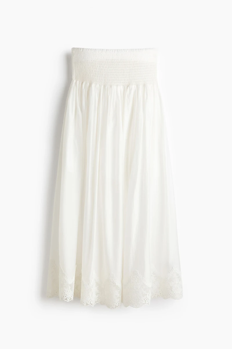 Lace-Trimmed Smocked Skirt