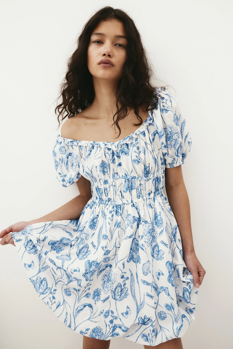 Bubble-Hem Cotton Dress