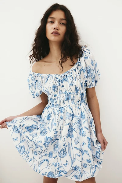 Bubble-Hem Cotton Dress