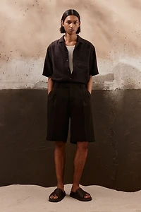 Chemise texturée coupe classique à col cubain
