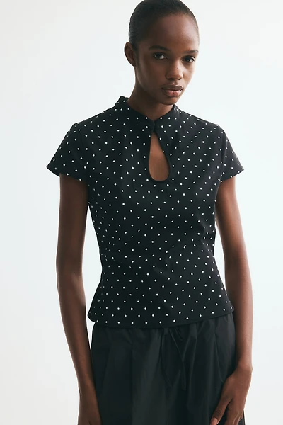 Viscose-Blend Top with Keyhole Detail