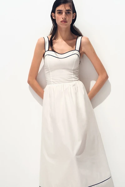 Cotton Dress with Flared Skirt
