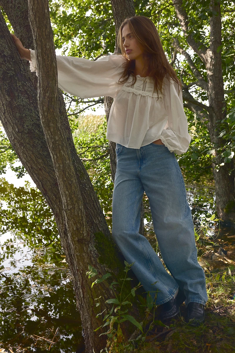 Blouse en coton avec dentelle