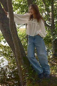 Blouse en coton avec dentelle