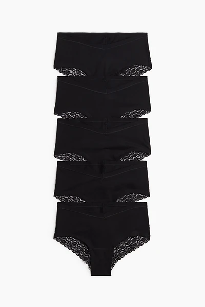 MAMA 5-pack lace-trimmed cotton hipster briefs