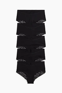 MAMA 5-pack lace-trimmed cotton hipster briefs