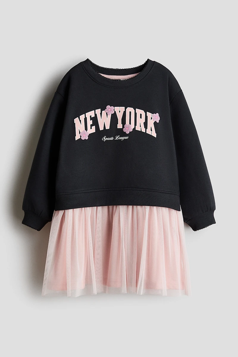 Sweatshirt Dress with Tulle Skirt