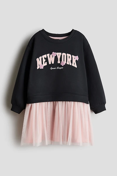 Sweatshirt Dress with Tulle Skirt