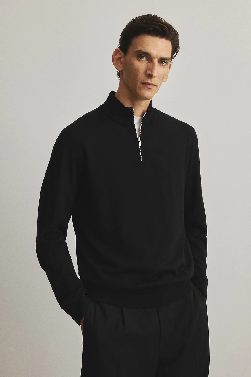 Regular-Fit Half-Zip Merino Wool Sweater