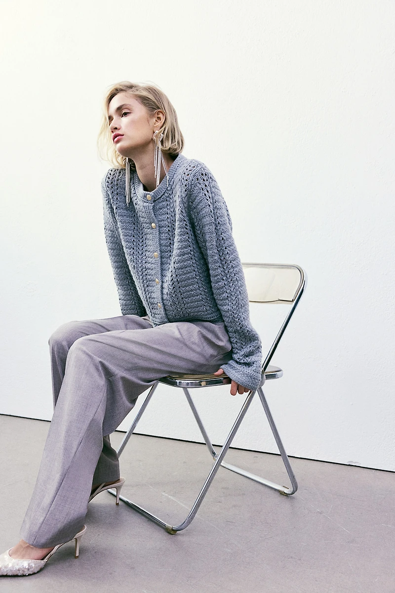 Pointelle-Knit Cardigan