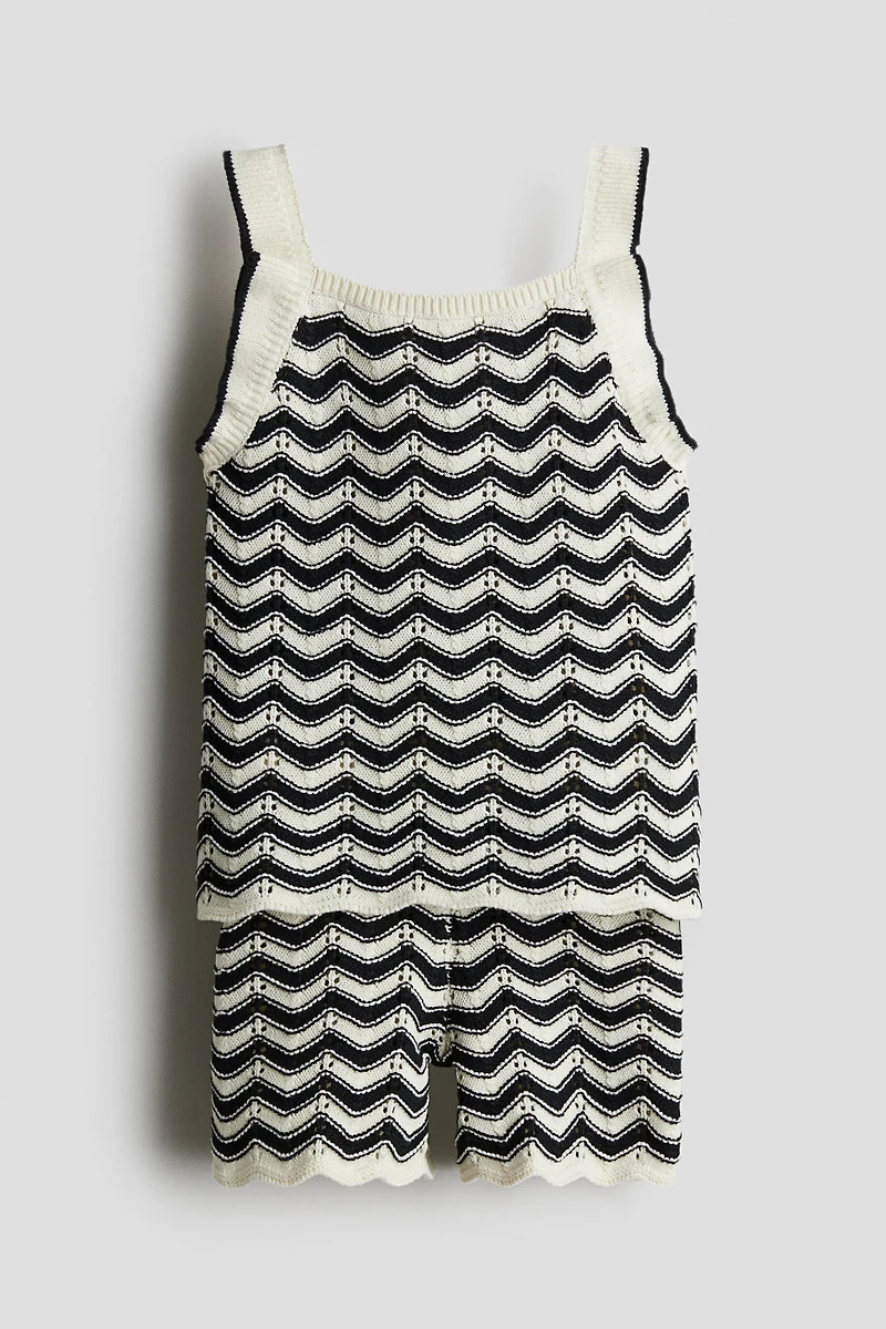 2-Piece Cotton Pointelle-Knit Set
