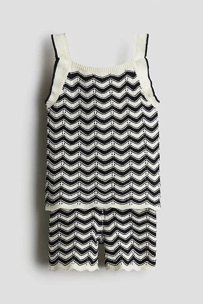 Ensemble 2 pièces en tricot pointelle de coton