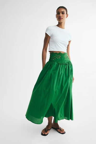 Lace-Detail Cotton Skirt