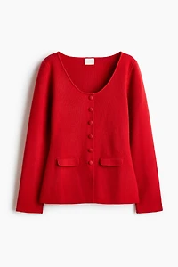 Gilet en tricot côtelé à encolure dégagée