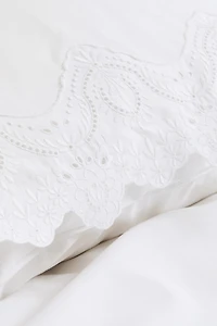 Eyelet-Embroidered Twin Duvet Cover Set