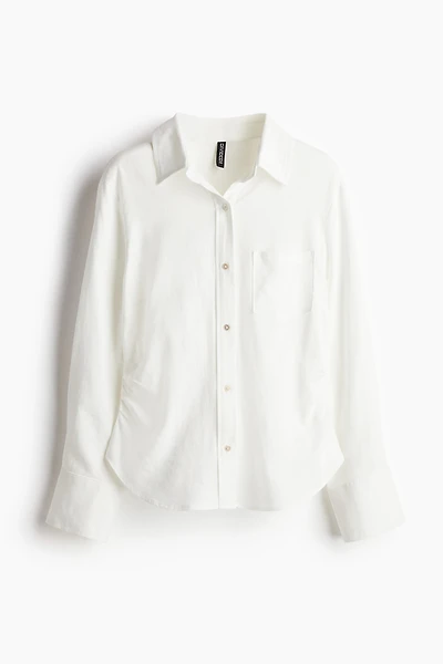 Chemise froncée en lin mélangé