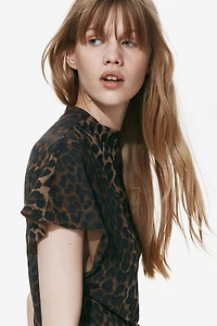 Draped Mock Turtleneck Dress
