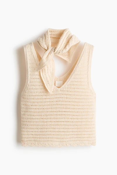 Haut en tricot pointelle avec foulard