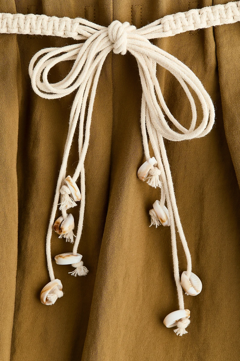 Tie-Belt Paper Bag Shorts