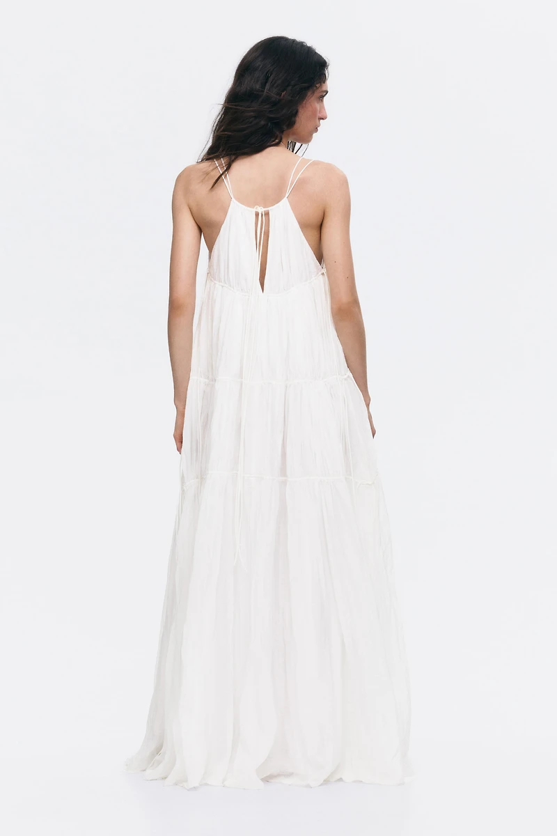 Drawstring-Detail A-Line Dress