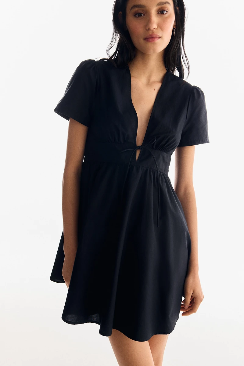 V-Neck Cotton Poplin Dress