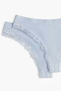 Lot de 2 culottes Thong sans coutures à dentelle