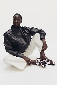 Mules mocassins en cuir